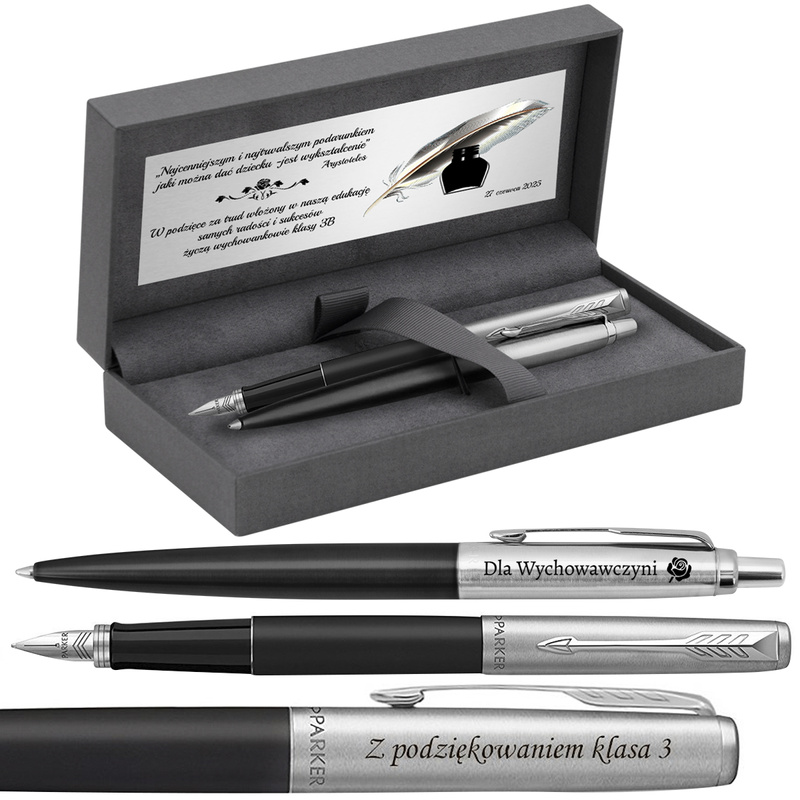 Zestaw Parker Jotter Bond Street Black dla nauczyciela z grawerem