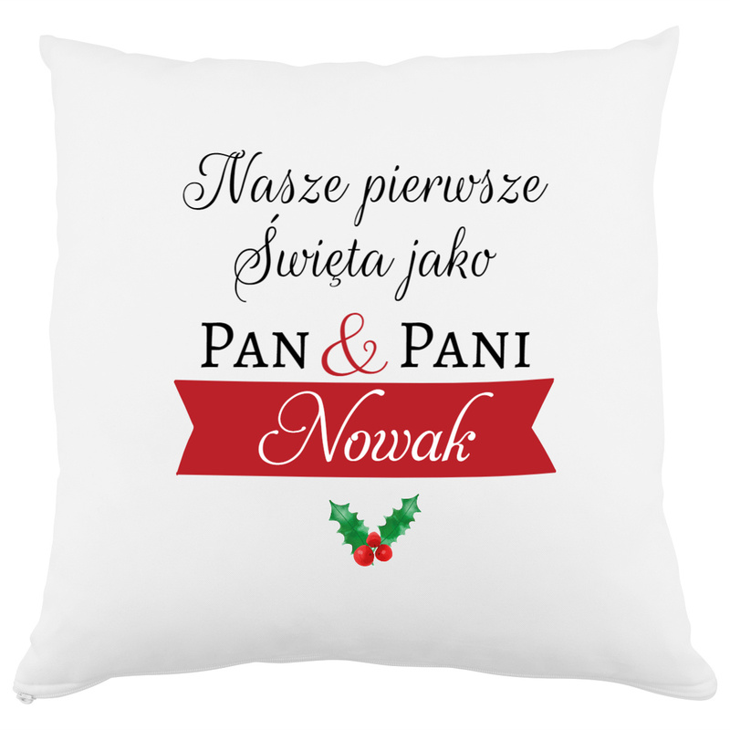 Świąteczna poduszka na Mikołajki Pierwsze Święta z personalizacją