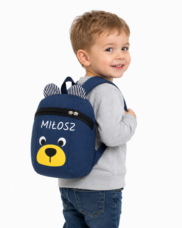 Plecak przedszkolaka Miś z imieniem – personalizowany plecak dziecięcy