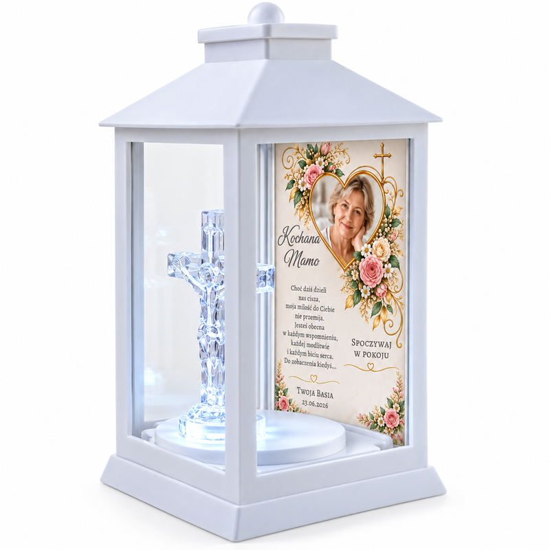 Znicz LED dla Dziadka – latarenka z krzyżem i personalizacją