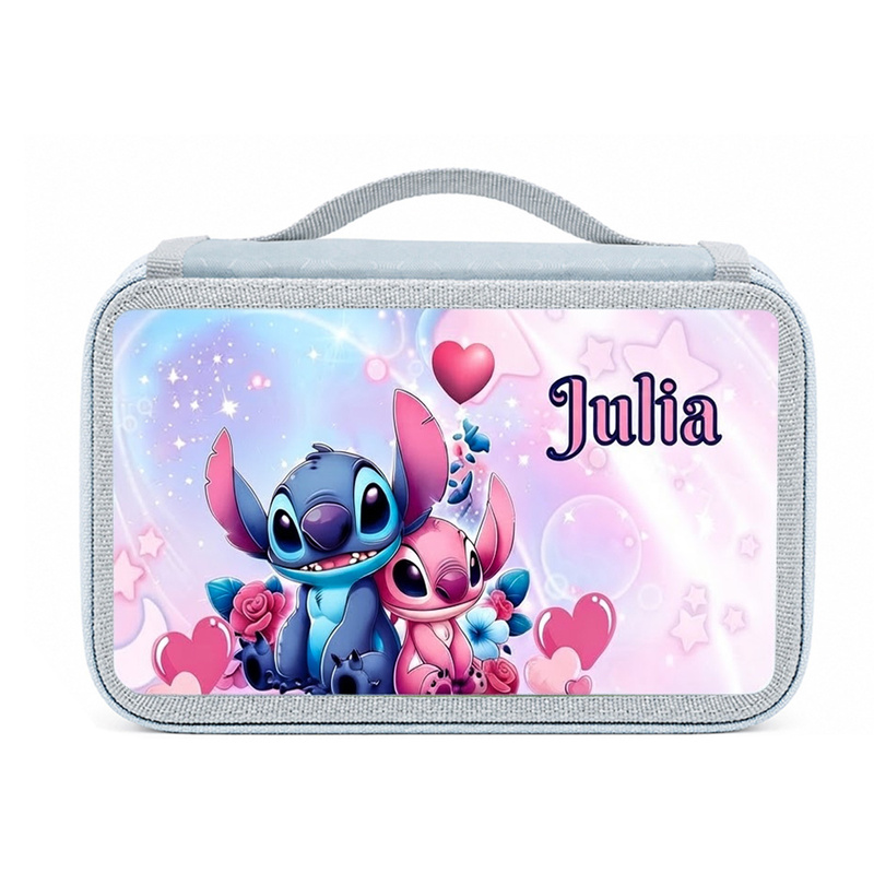 Piórnik czterokomorowy Stitch z imieniem – pojemny, 72 miejsca