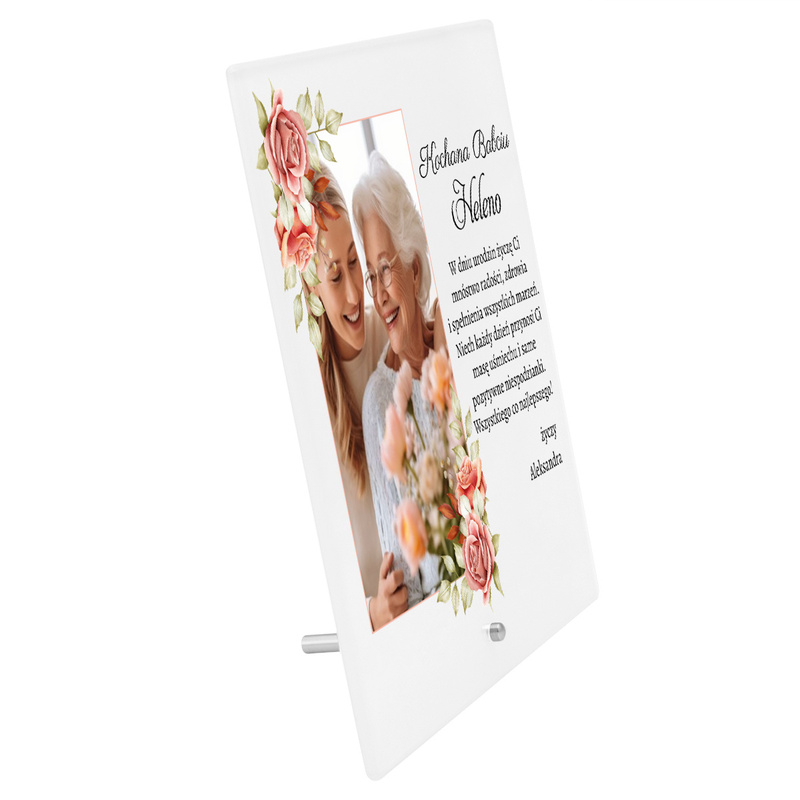 Urodzinowa szklana ramka z personalizacją imienia i dedykacji