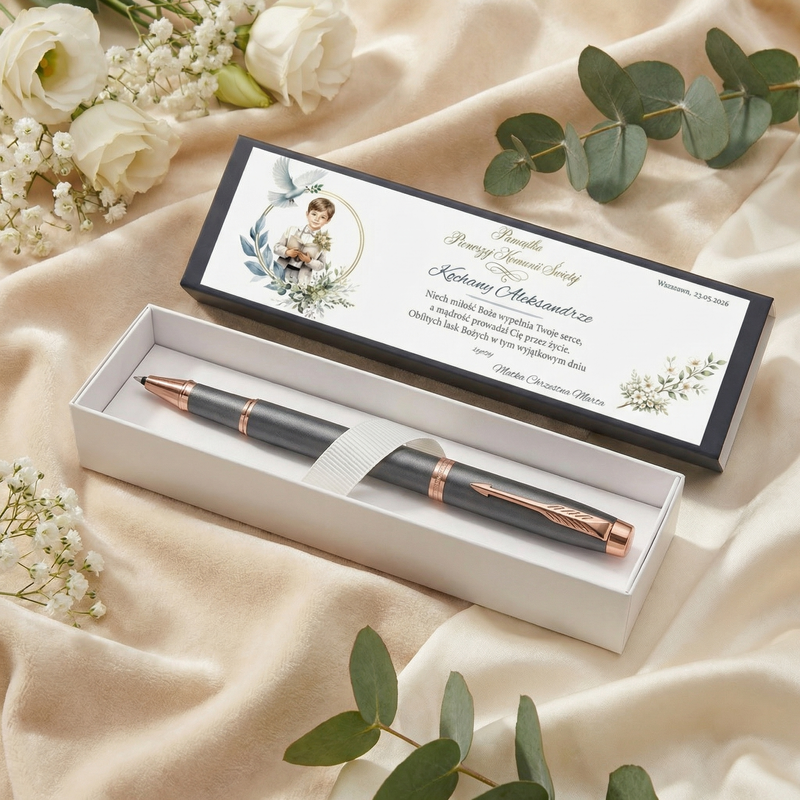 Pióro kulkowe Parker IM Rituals Turquoise Slate z grawerem – elegancki prezent na Pierwszą Komunię Świętą