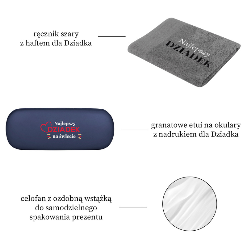 Zestaw dla Dziadka / Ręcznik kąpielowy i Etui na okulary / Bez modyfikacji / Prezent na Dzień Dziadka