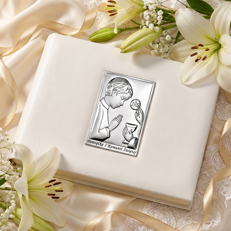 Album na zdjęcia Pierwsza Komunia Święta dla chłopca z personalizowaną dedykacją