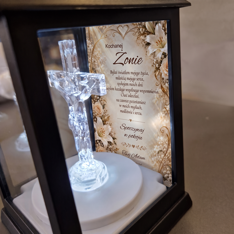 Znicz LED dla Dziadka – latarenka z krzyżem i personalizacją