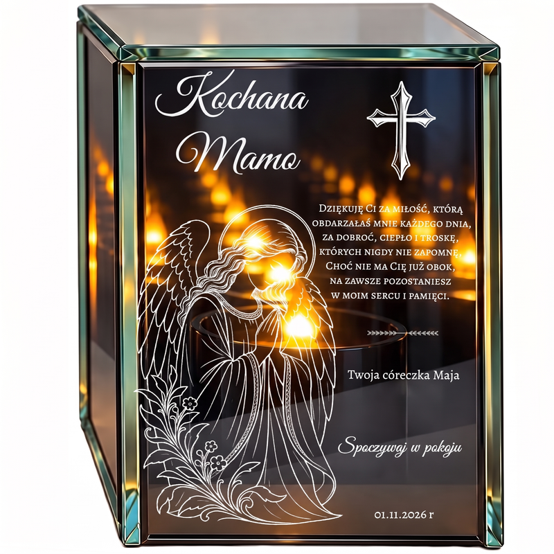Personalizowany lampion lustrzany 3D LED dla Mamy – efekt nieskończonego płomienia