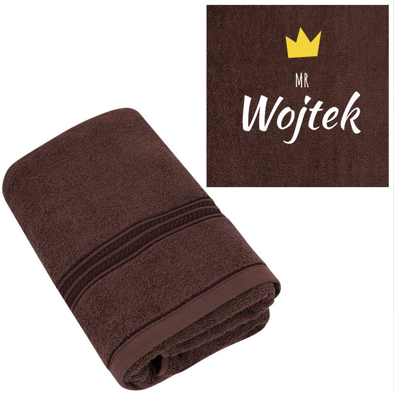 Ręcznik kąpielowy / Brązowy / Personalizacja / 70x140 / Prezent na Urodziny