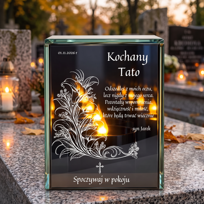 Personalizowany lampion lustrzany 3D LED dla Dziadka – pamiątka z dedykacją i efektem nieskończonego płomienia