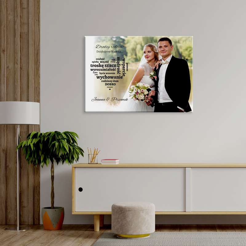 Obraz na płótnie Podziękowania dla rodziców 40x60 cm