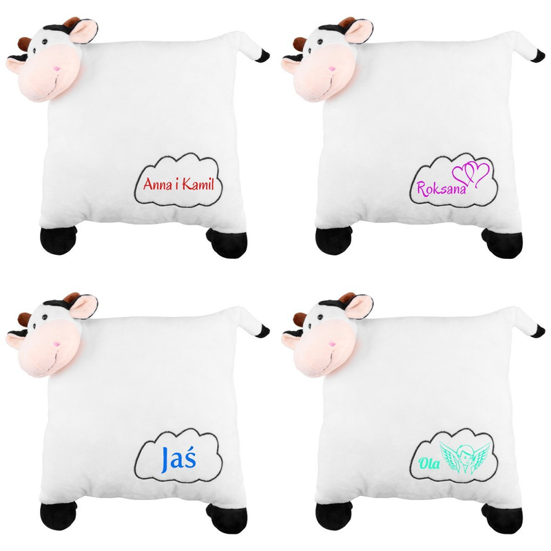Poduszka krówka z chmurką z jednostronnym personalizowanym nadrukiem