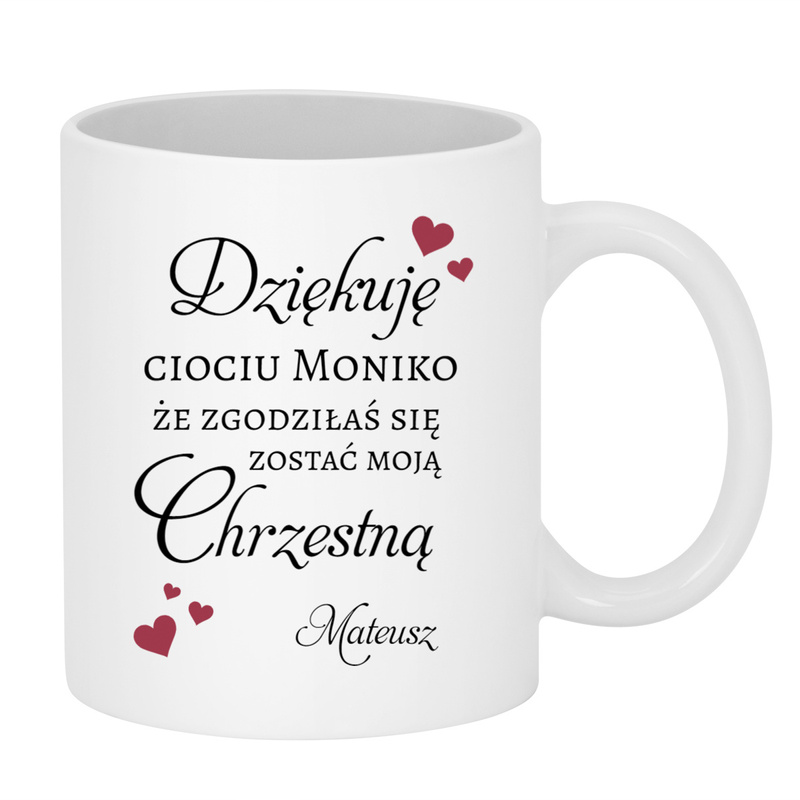 Kubek dla Chrzestnej / Taka Matka Chrzestna to skarb! / 330 ml / Podziękowanie dla Chrzestnej