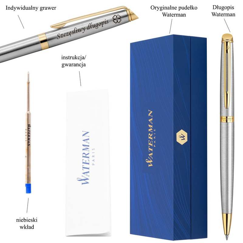 Długopis Waterman Hemisphere GT stalowy z grawerem laserowym