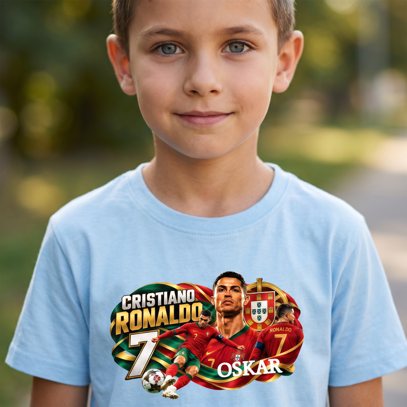 Personalizowana koszulka Cristiano Ronaldo Portugalia z imieniem – dziecięcy T-shirt piłkarski