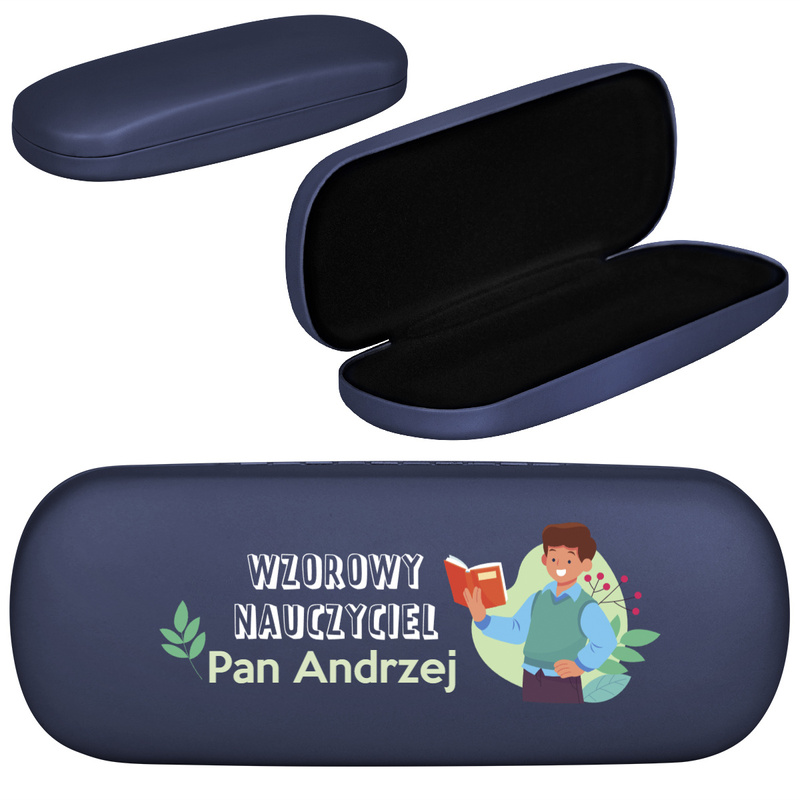 Etui futerał na okulary - granatowe / Prezent na Dzień Nauczyciela / Prezent na Zakończenie Roku Szkolnego / etui na okulary wzorowy Nauczyciel