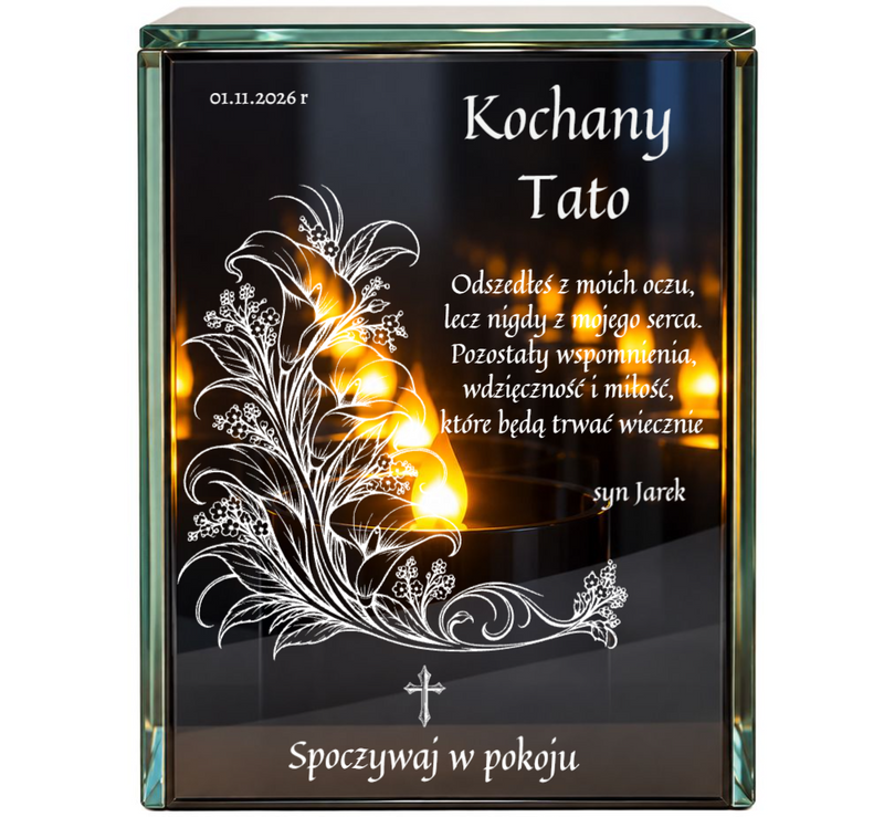 Personalizowany lampion lustrzany 3D LED dla Dziadka – pamiątka z dedykacją i efektem nieskończonego płomienia