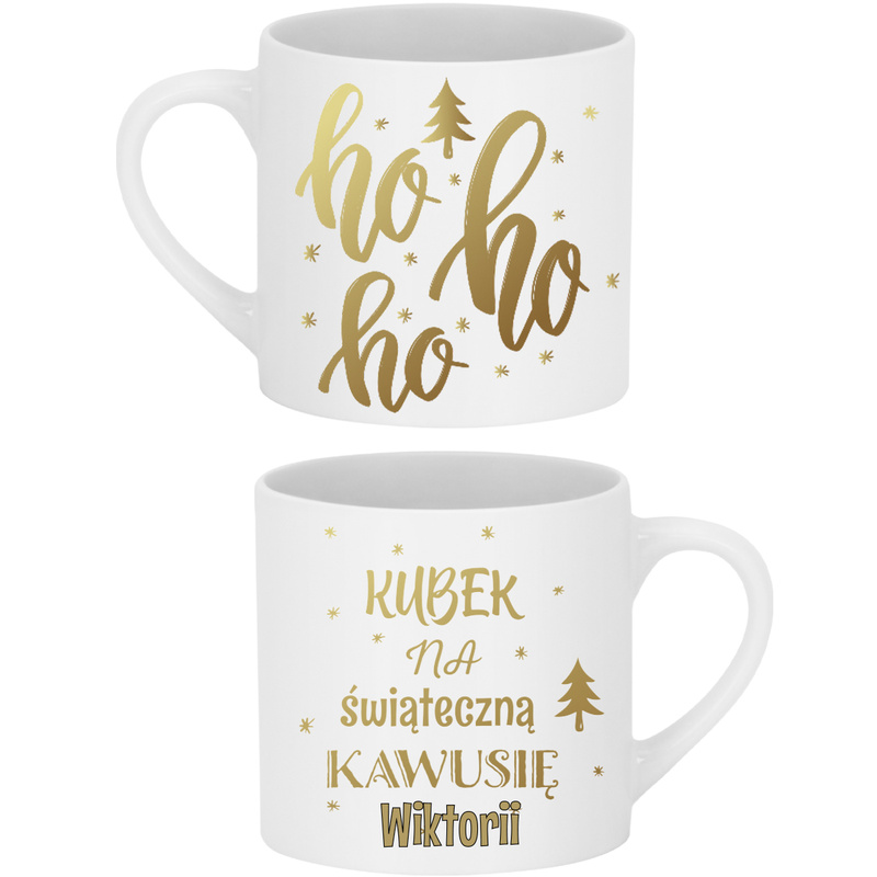 Świąteczny kubek na kawę z imieniem, nadruk z obu stron