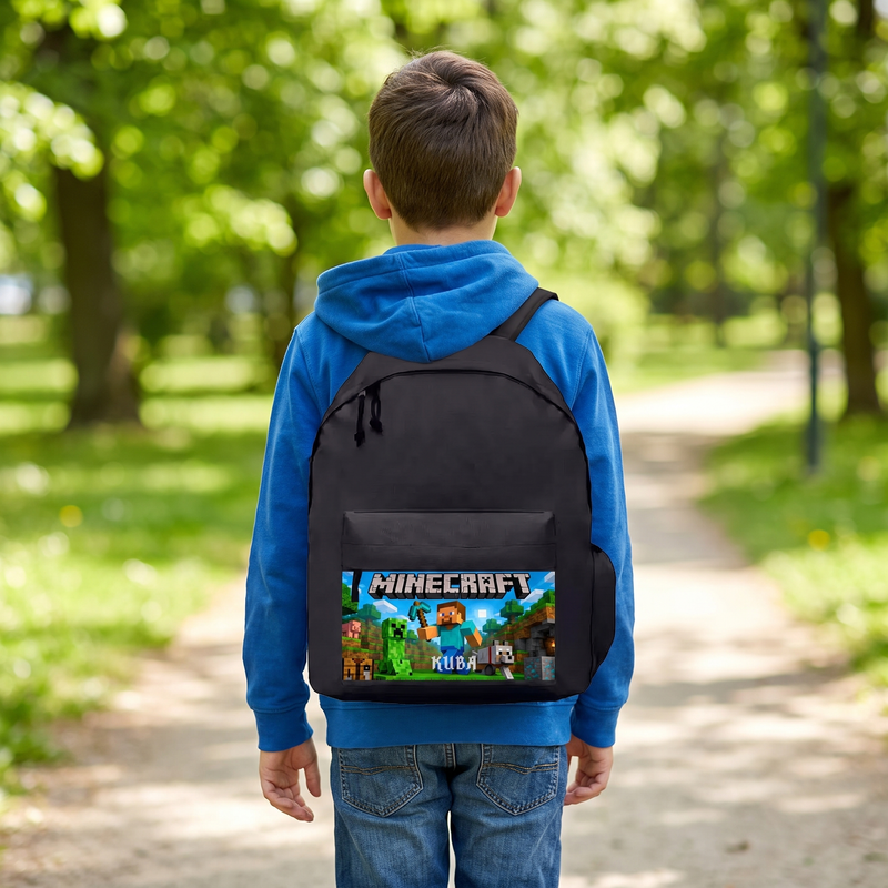 Personalizowany plecak Minecraft z imieniem – plecak szkolny dla fana gry